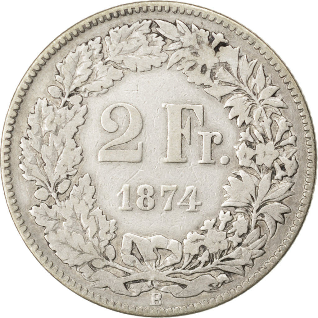 Monnaie, Suisse, 2 Francs, 1874, TB, Argent, KM:21