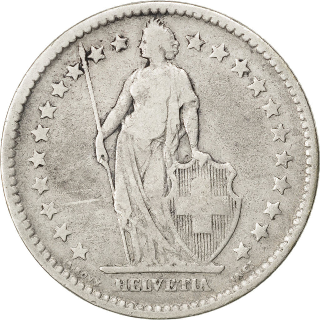 Coin, Switzerland, 2 Francs, 1875, VF(20-25), Silver, KM:21