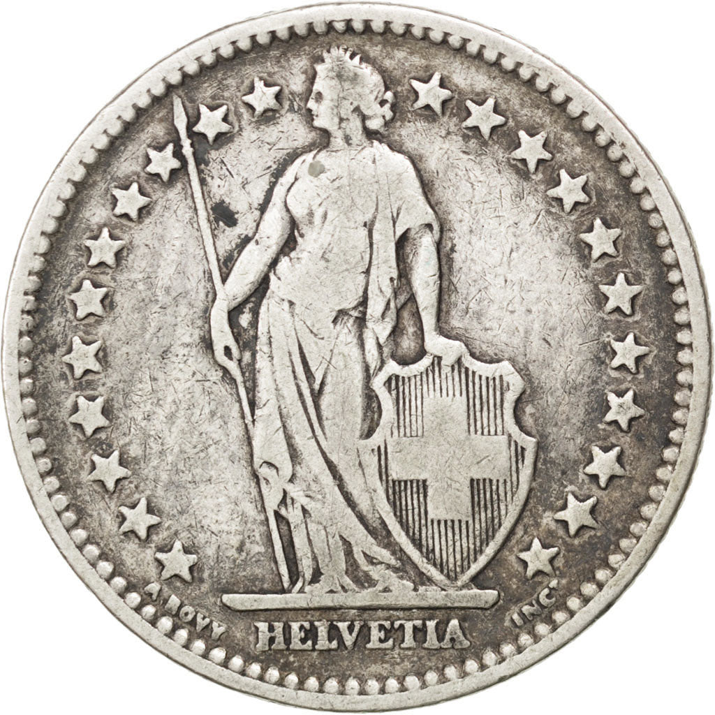 Coin, Switzerland, 2 Francs, 1886, VF(30-35), Silver, KM:21