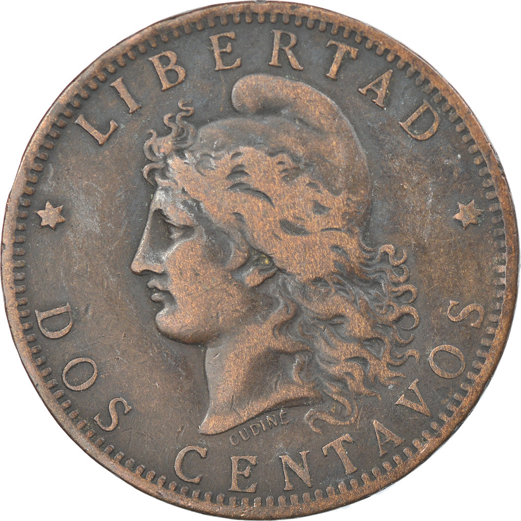 Moneta, Argentina, 2 Centavos, 1884, B+, Bronzo, KM:33