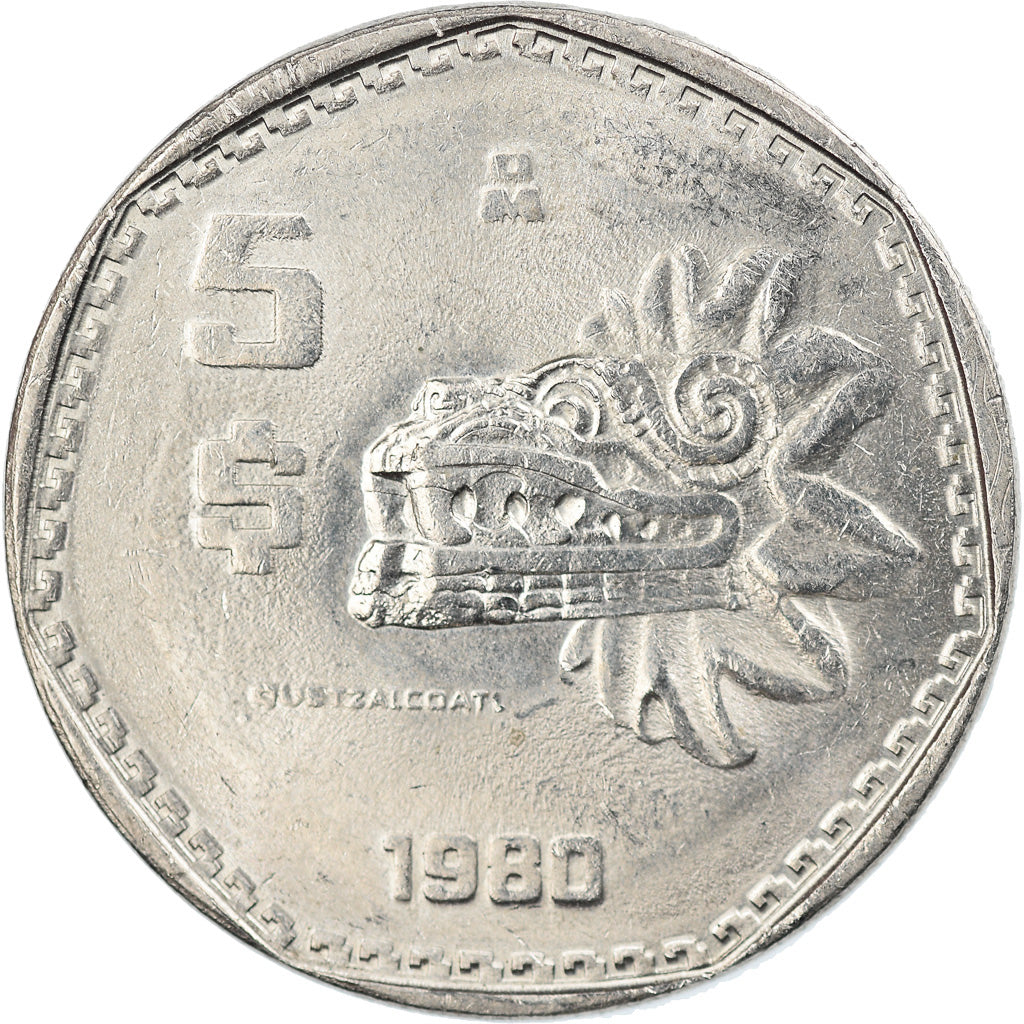 Moneta, Messico, 5 Pesos, 1980, Mexico City, SPL-, Rame-nichel, KM:485