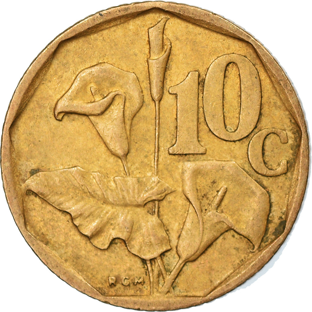 Moneta, Południowa Afryka, 10 Cents, 1995, EF(40-45), Brąz platerowany stalą