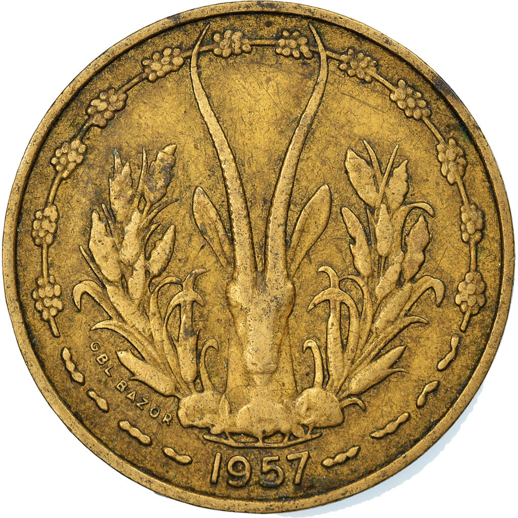 Moeda, África Ocidental Francesa, 10 Francs, 1957, EF(40-45), Alumínio-Bronze