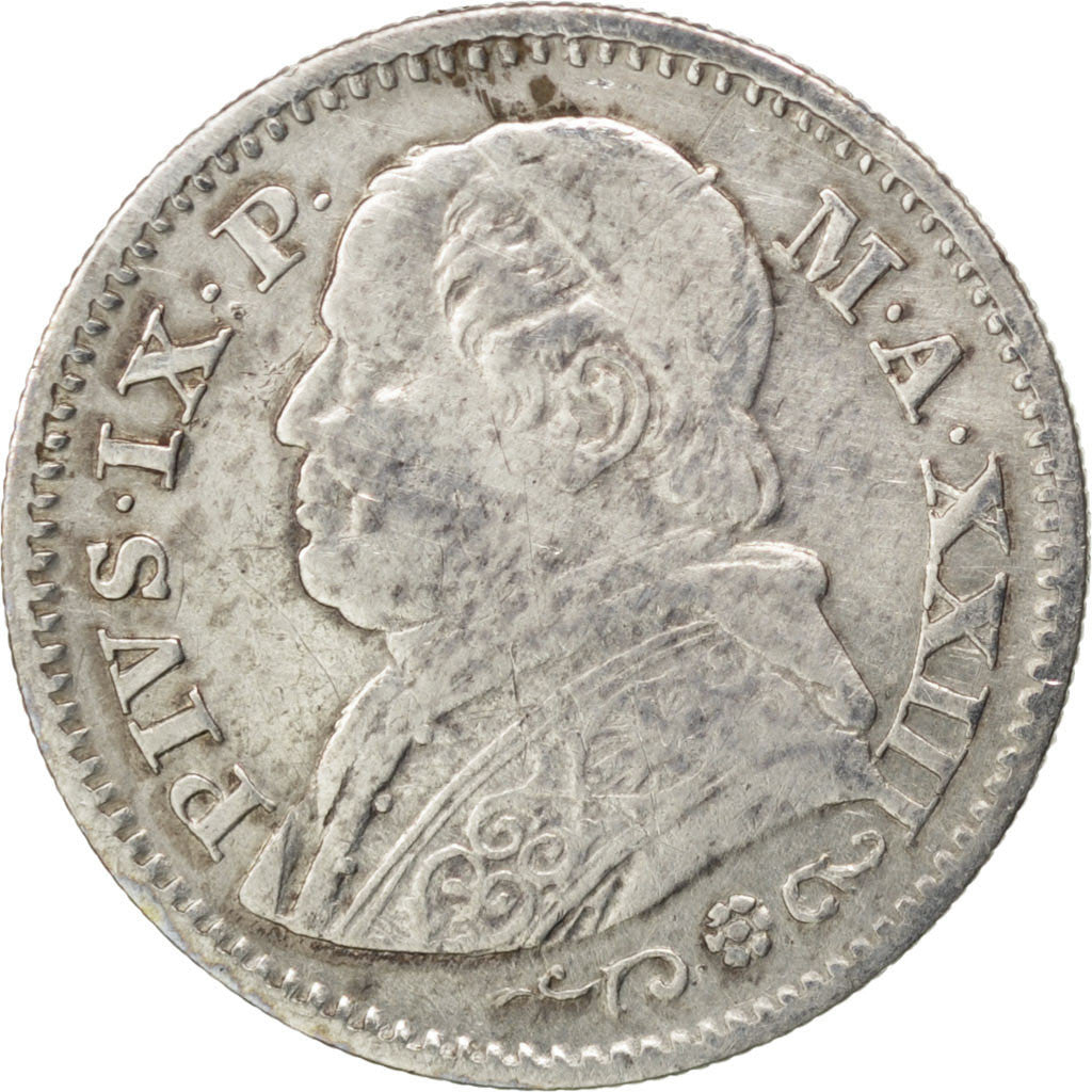 Moneta, STATI ITALIANI, PAPAL STATES, Pius IX, 10 Soldi, 50 Centesimi, 1868