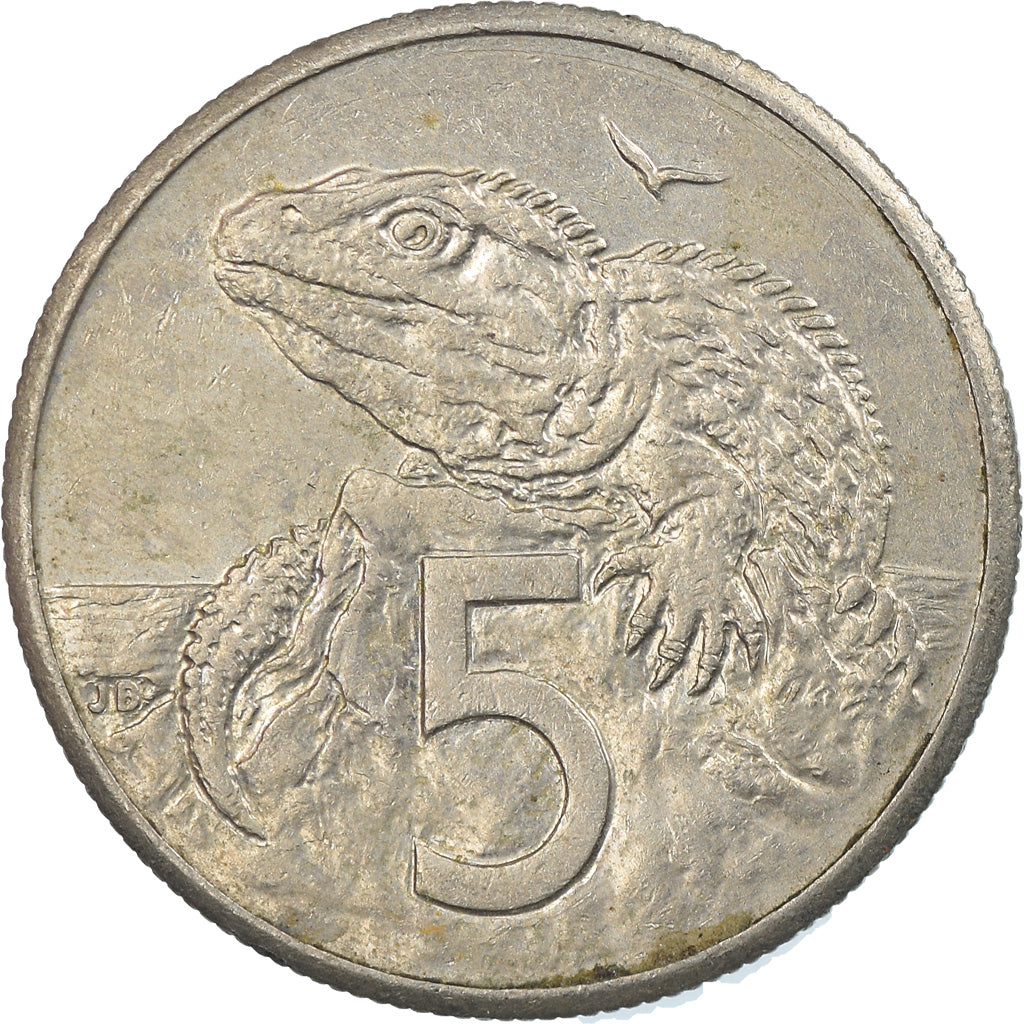 Moeda, Nova Zelândia, Elizabeth II, 5 Cents, 1987, EF(40-45), Cobre-níquel