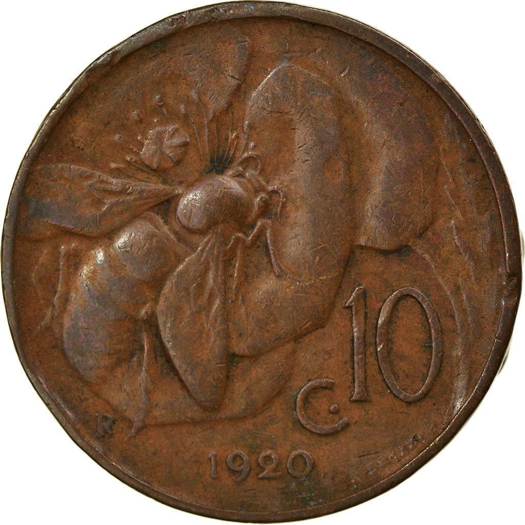 Coin, Italy, Vittorio Emanuele III, 10 Centesimi, 1920, Rome, VF(20-25), Bronze