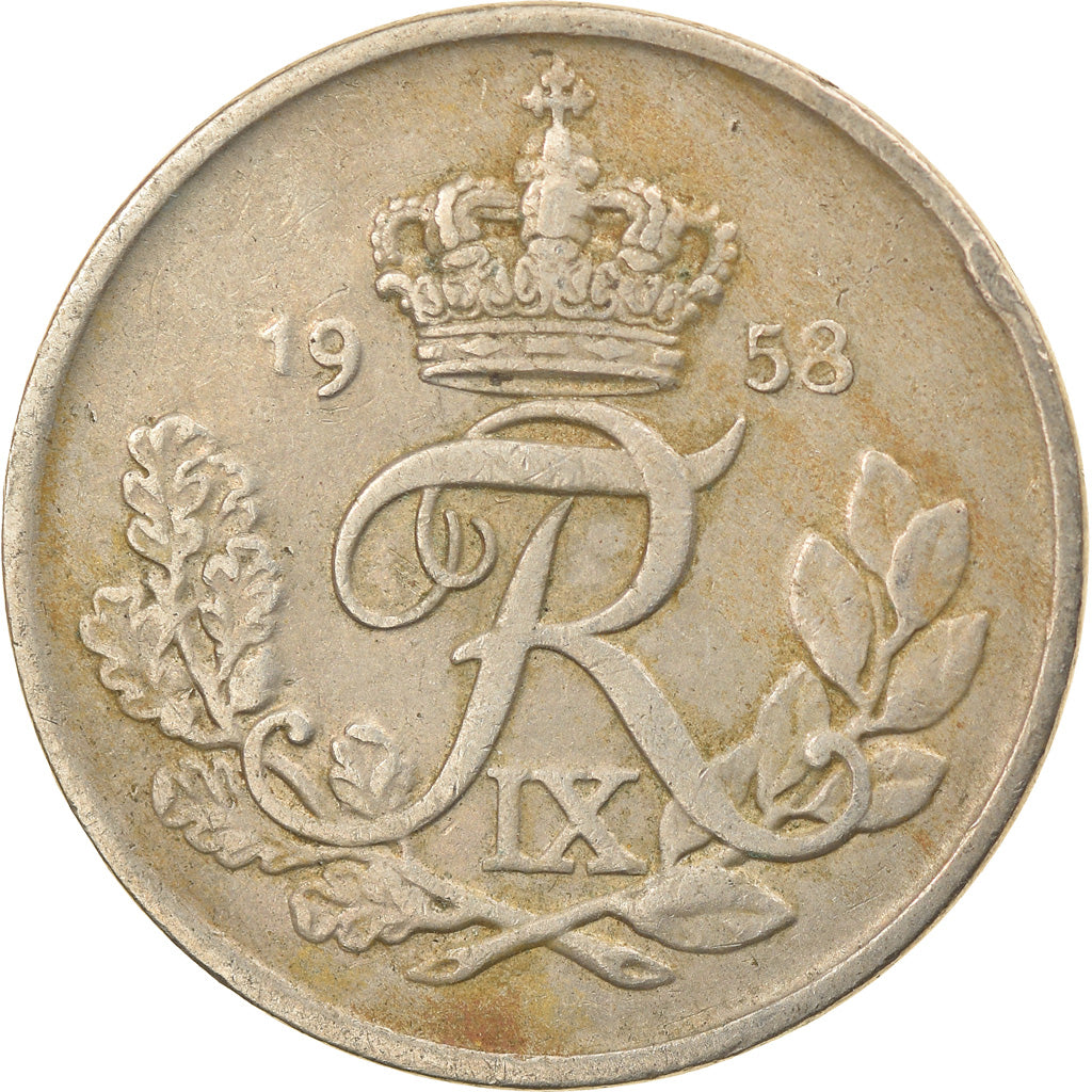 Moeda, Dinamarca, Frederik IX, 25 Öre, 1958, Copenhagen, EF(40-45)