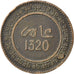 Coin, Morocco, 'Abd al-Aziz, 10 Mazunas, 1902, Birmingham, VF(20-25), Bronze