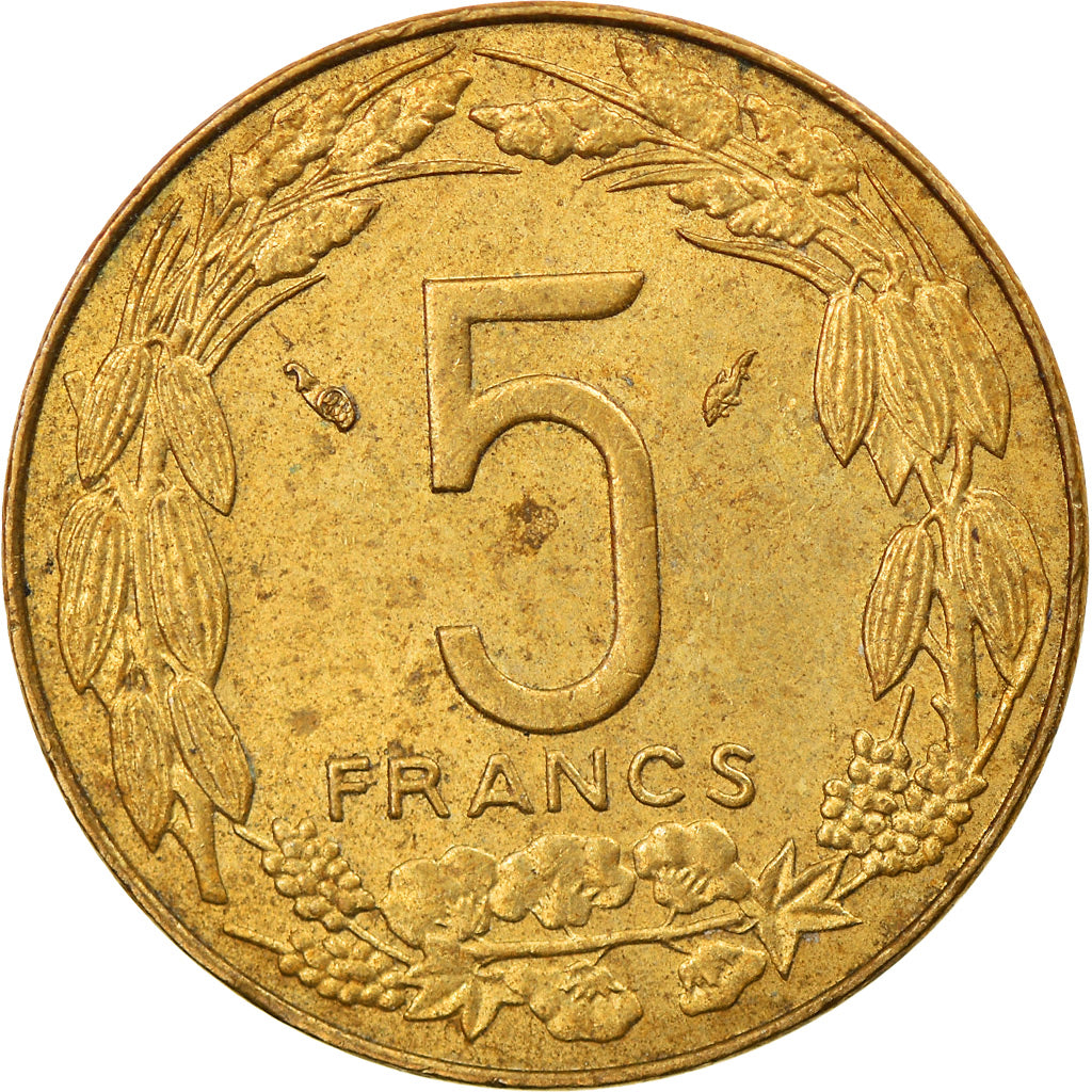 Moneda, Estados del África Occidental, 5 Francs, 1983, MBC, Aluminio - bronce