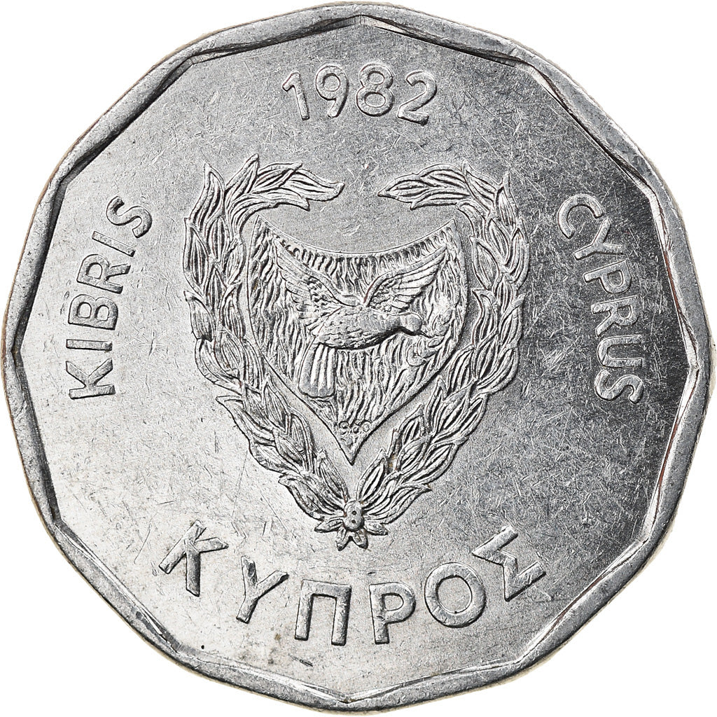 Moneda, Chipre, 5 Mils, 1982, MBC, Aluminio, KM:50.2