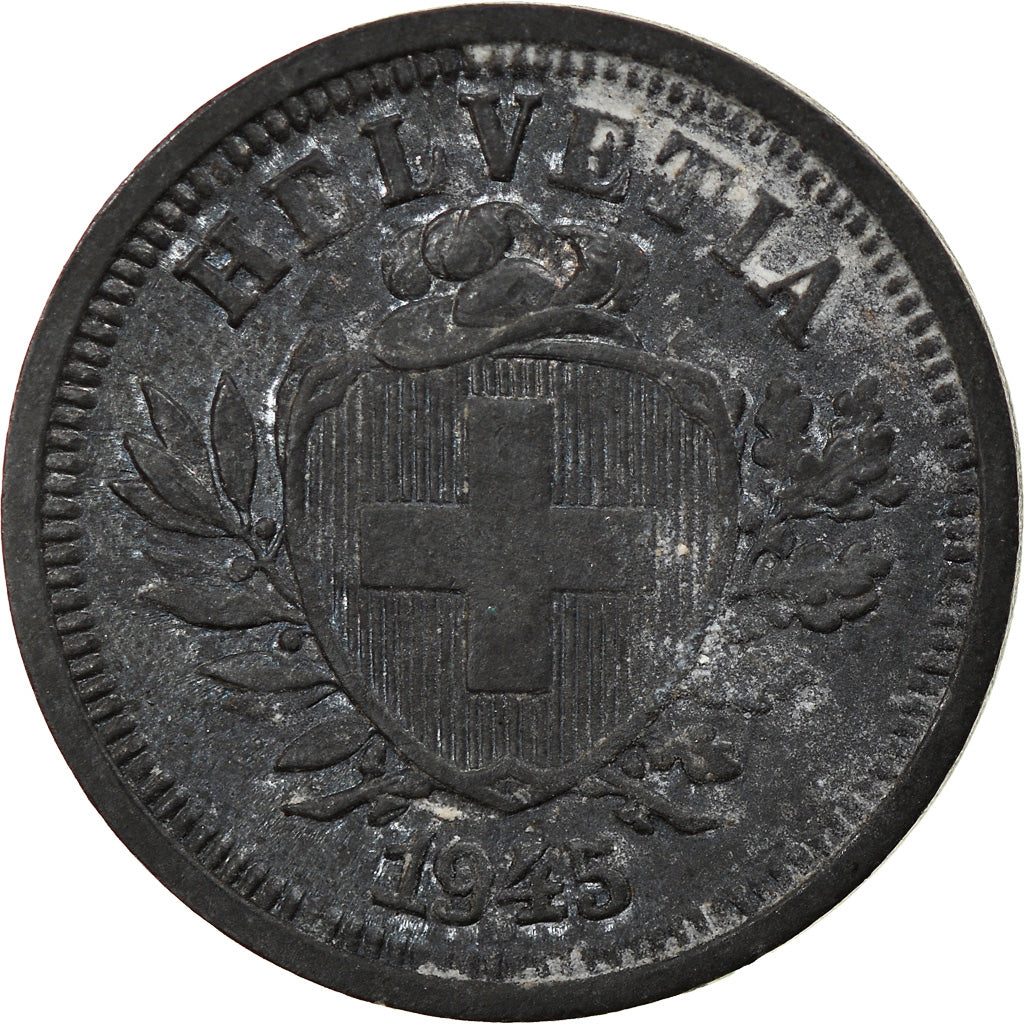 Coin, Switzerland, Rappen, 1945, Bern, EF(40-45), Zinc, KM:3a