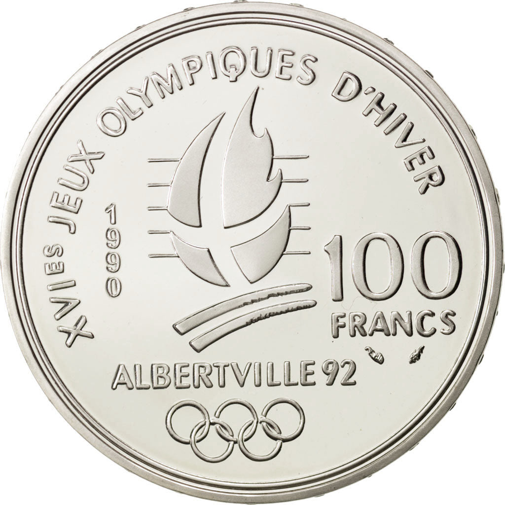 Moneta, Francja, 100 Francs, 1990, MS(65-70), Srebro, KM:981