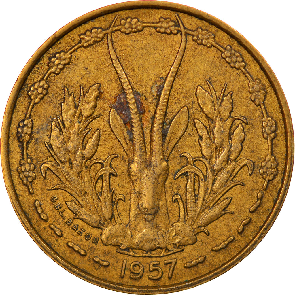 Coin, French West Africa, 10 Francs, 1957, EF(40-45), Aluminum-Bronze, KM:8