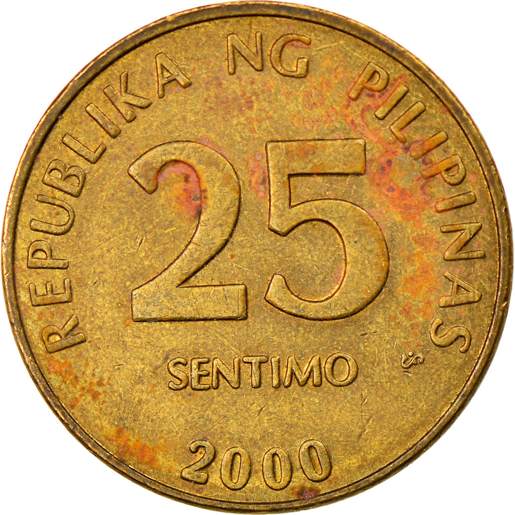 Moneta, Filippine, 25 Sentimos, 2000, BB, Ottone, KM:271
