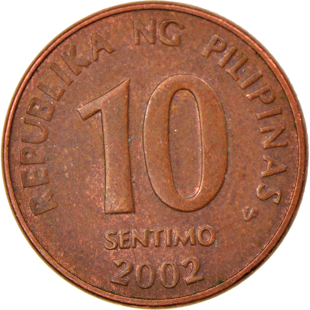 Moneta, Filipiny, 10 Sentimos, 2002, EF(40-45), Miedź platerowana stalą