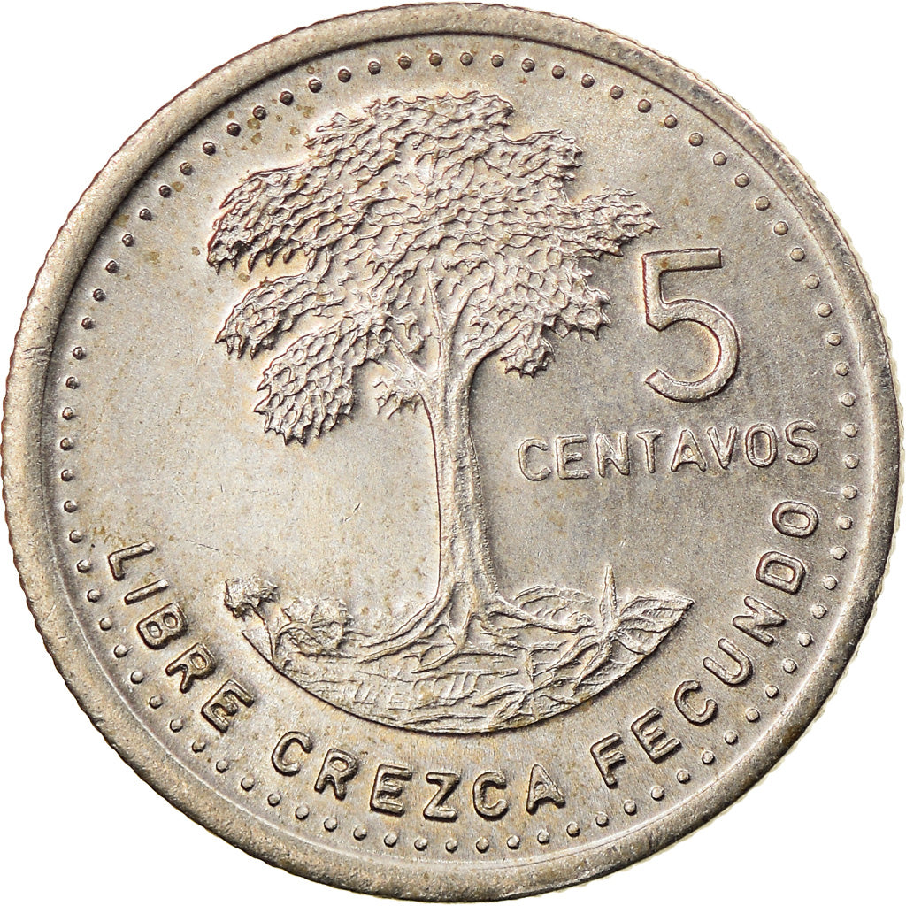 Coin, Guatemala, 5 Centavos, 1987, EF(40-45), Copper-nickel, KM:276.4