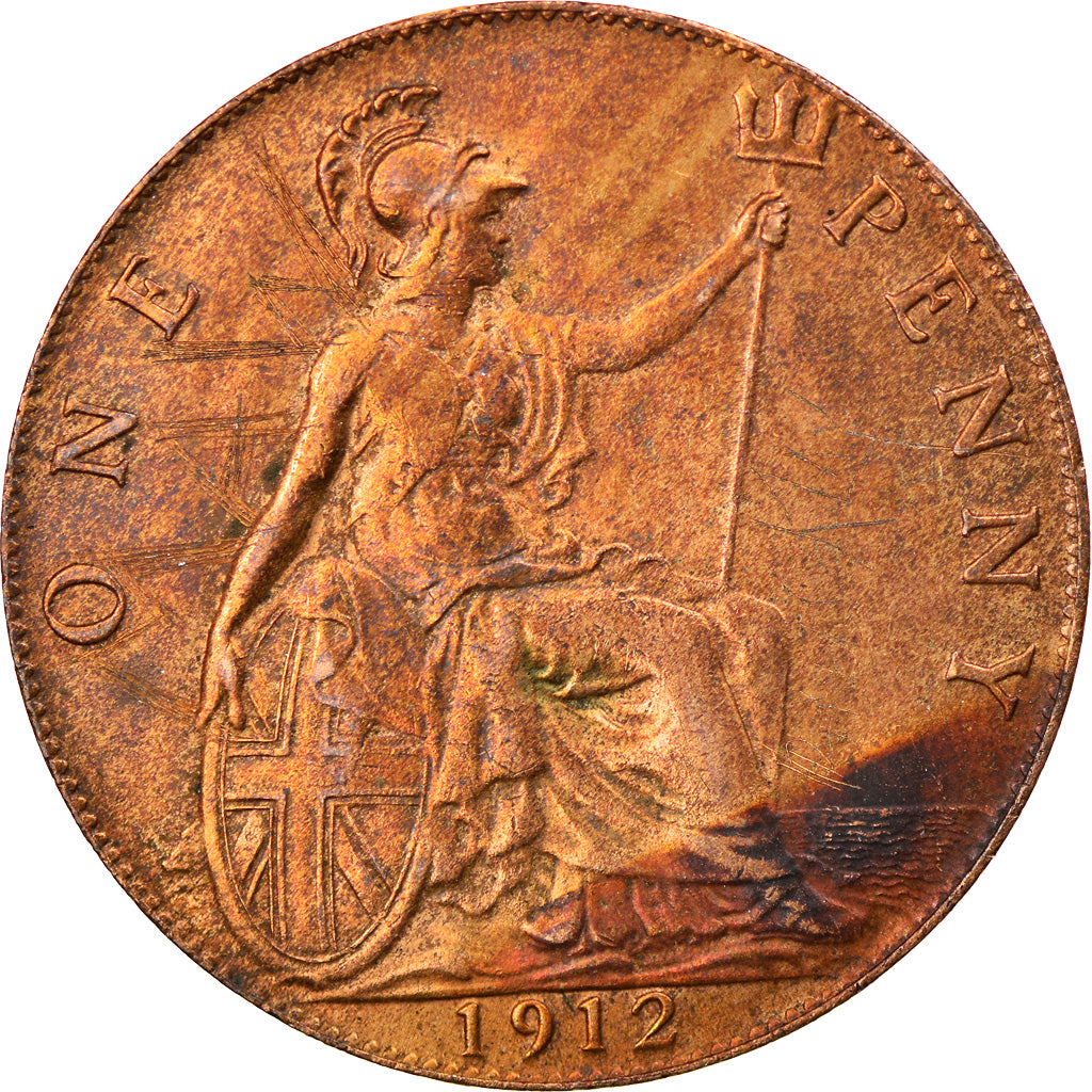 Moneta, Wielka Brytania, George V, Penny, 1912, EF(40-45), Bronze, KM:810