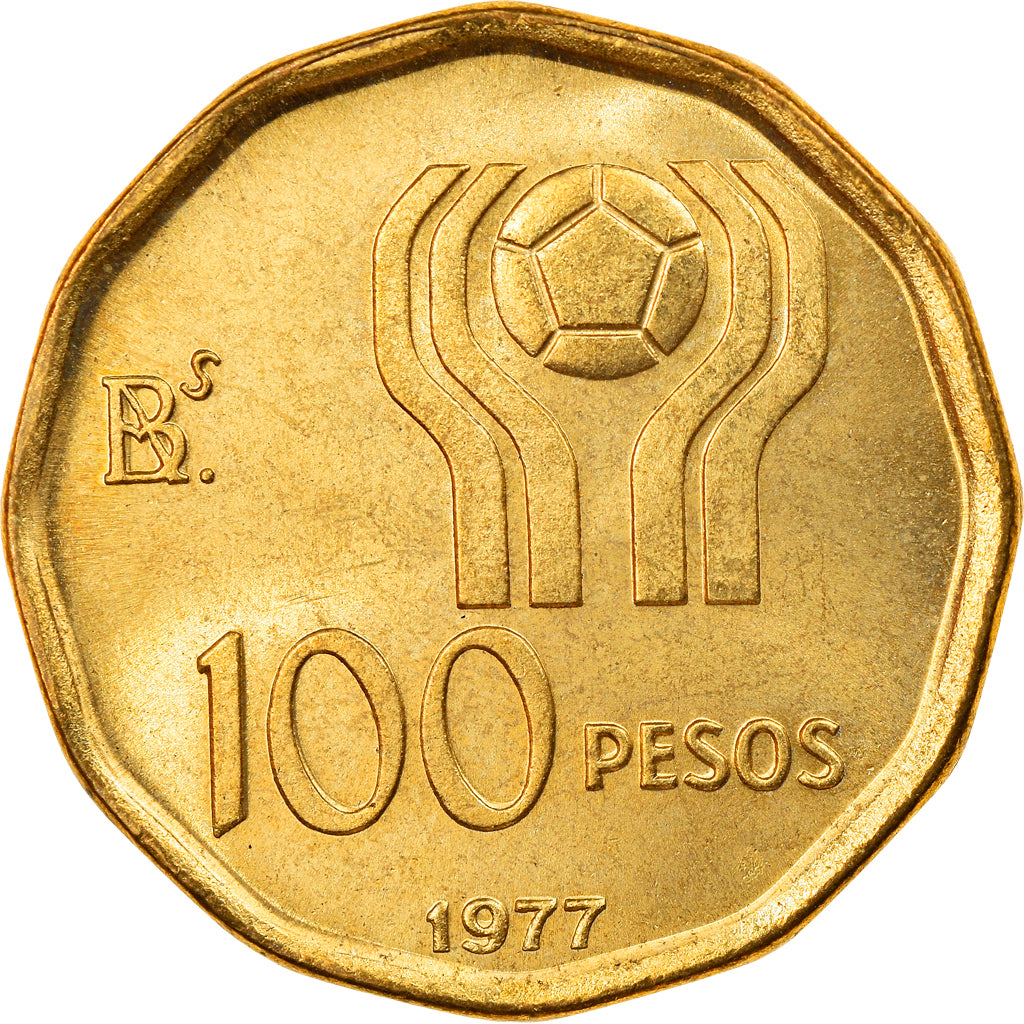 Moneda, Argentina, 100 Pesos, 1977, MBC, Aluminio - bronce, KM:77