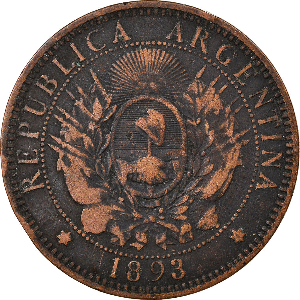 Moneta, Argentina, 2 Centavos, 1893, VF(20-25), Bronze, KM:33
