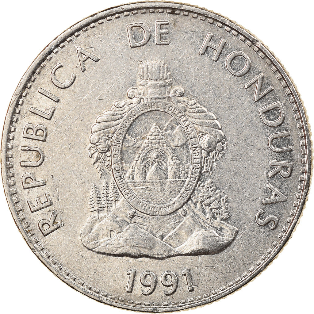 Coin, Honduras, 50 Centavos, 1991, EF(40-45), Nickel plated steel, KM:84a.1