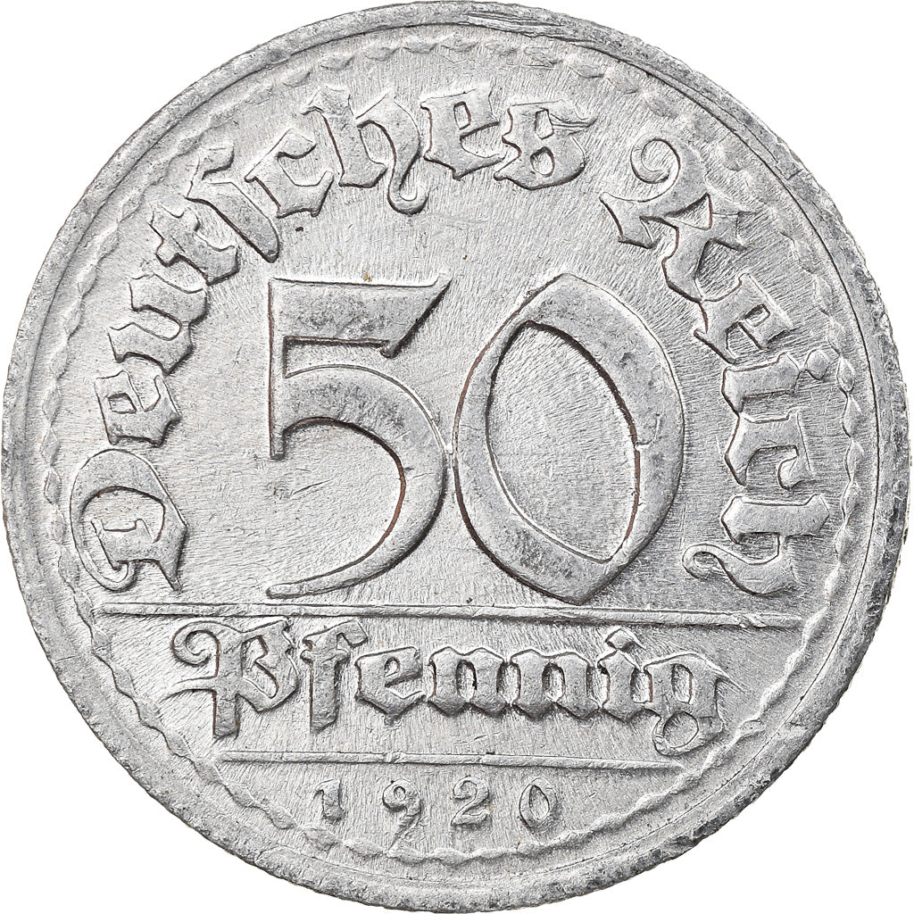 Moneda, ALEMANIA - REPÚBLICA DE WEIMAR, 50 Pfennig, 1920, Munich, EBC
