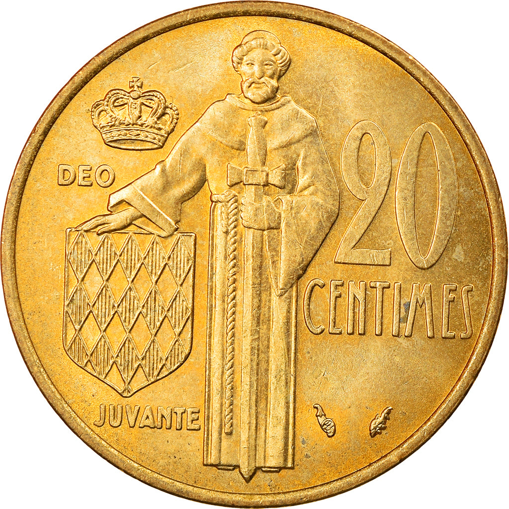 Münze, Monaco, Rainier III, 20 Centimes, 1977, UNZ, Aluminum-Bronze, KM:143