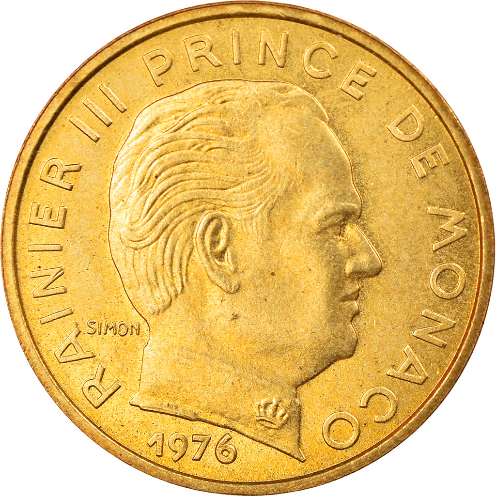 Coin, Monaco, Rainier III, 10 Centimes, 1976, AU(55-58), Aluminum-Bronze