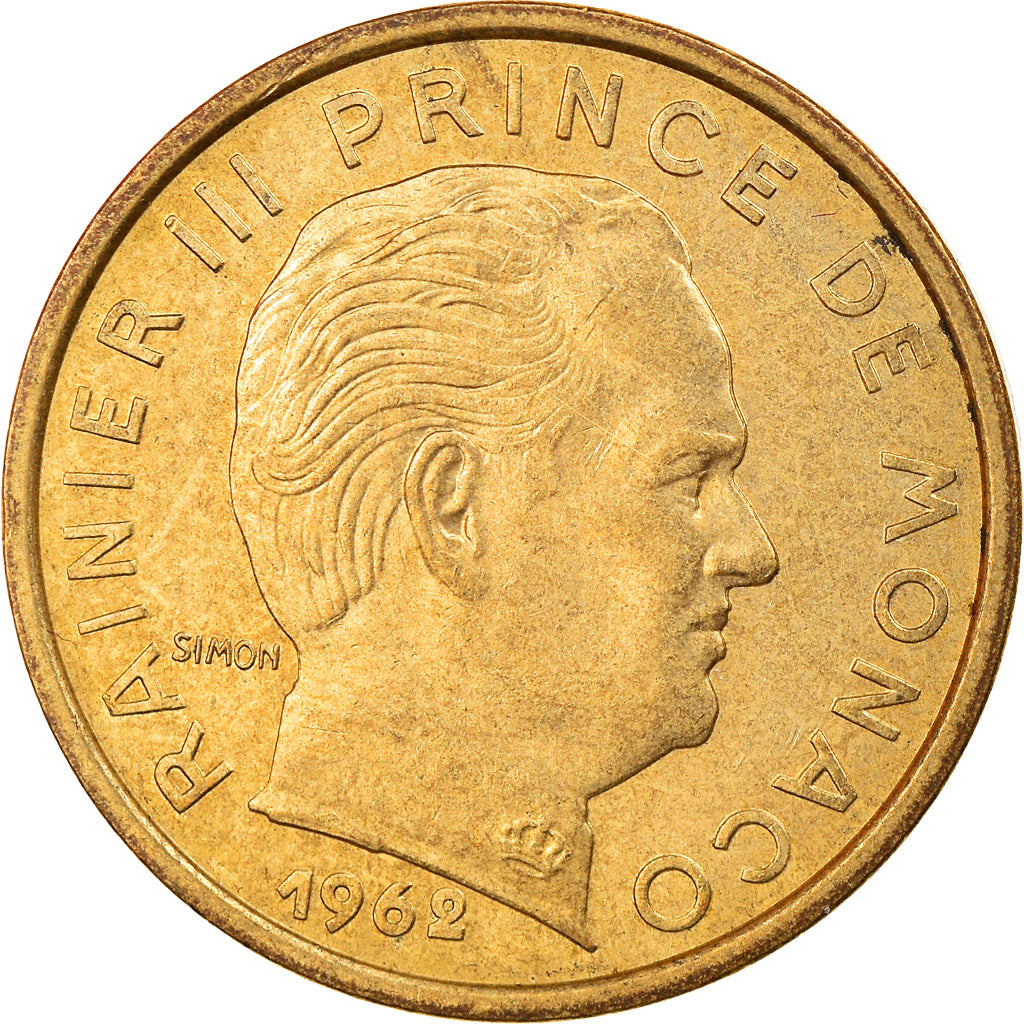 Moneta, Monaco, Rainier III, 10 Centimes, 1962, AU(55-58), Aluminium-Brąz