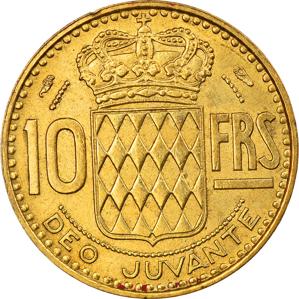 Moeda, Mónaco, Rainier III, 10 Francs, 1950, AU(55-58), Alumínio-Bronze