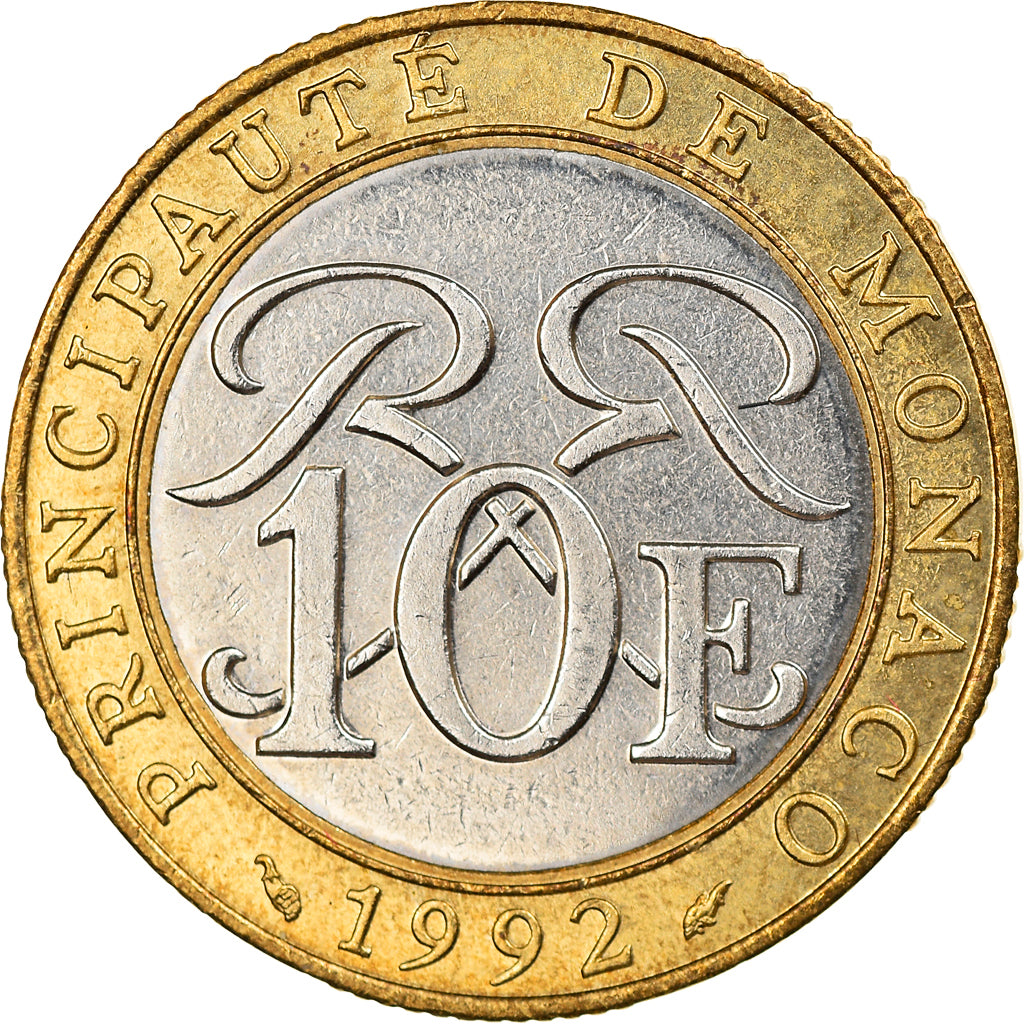 Münze, Monaco, Rainier III, 10 Francs, 1995, VZ, Bi-Metallic, KM:163