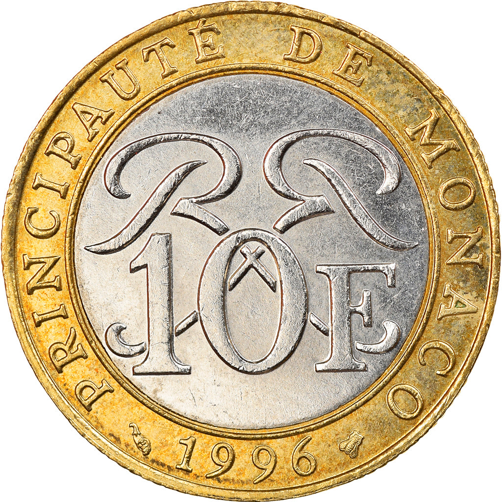 Munten, Monaco, Rainier III, 10 Francs, 1996, PR, Bi-Metallic, KM:163