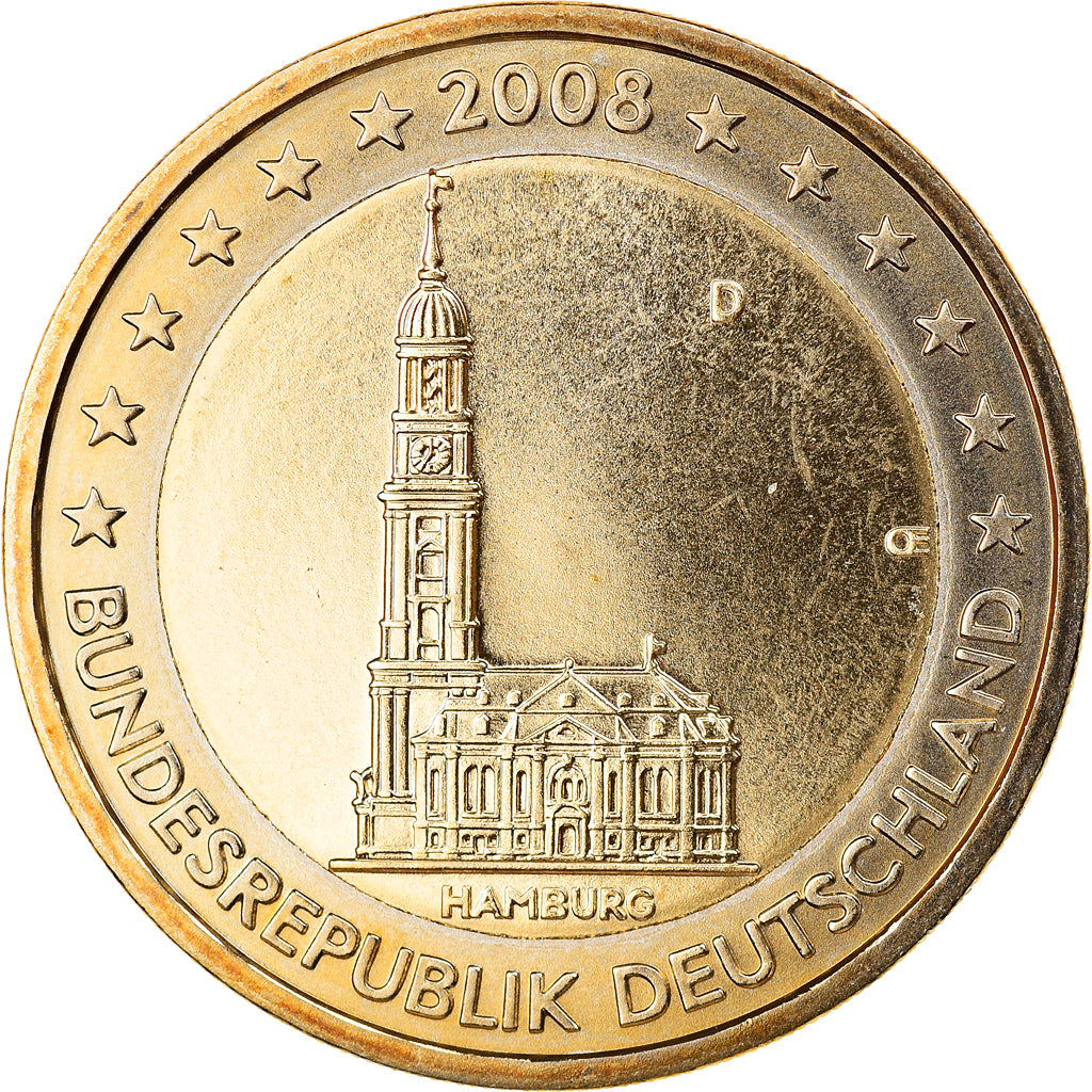 Niemcy - RFN, 2 Euro, 2008, Munich, MS(65-70), Bimetaliczny, KM:261