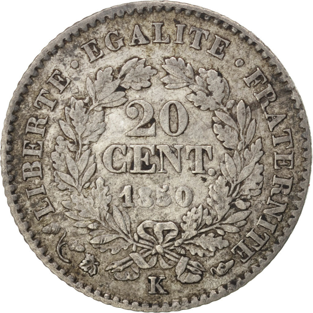 Monnaie, France, Cérès, 20 Centimes, 1850, Bordeaux, TTB, Argent, KM:758.3