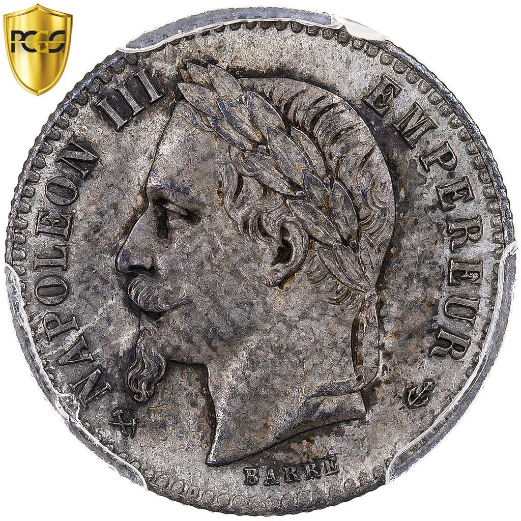 France, Napoleon III, 50 Centimes, 1864, Bordeaux, Silver, PCGS, AU(55-58)