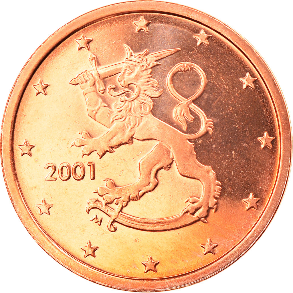 Finland, 2 Euro Cent, 2001, Vantaa, MS(65-70), Copper Plated Steel, KM:99