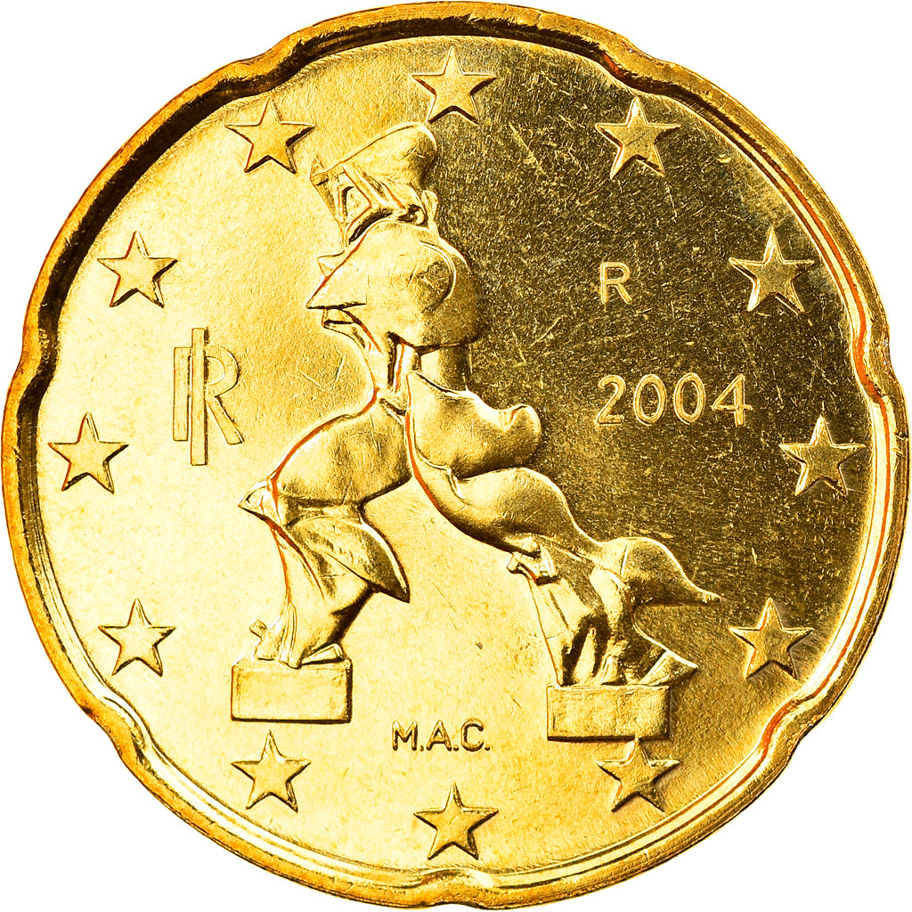 Italy, 20 Euro Cent, 2004, Rome, MS(65-70), Brass, KM:214