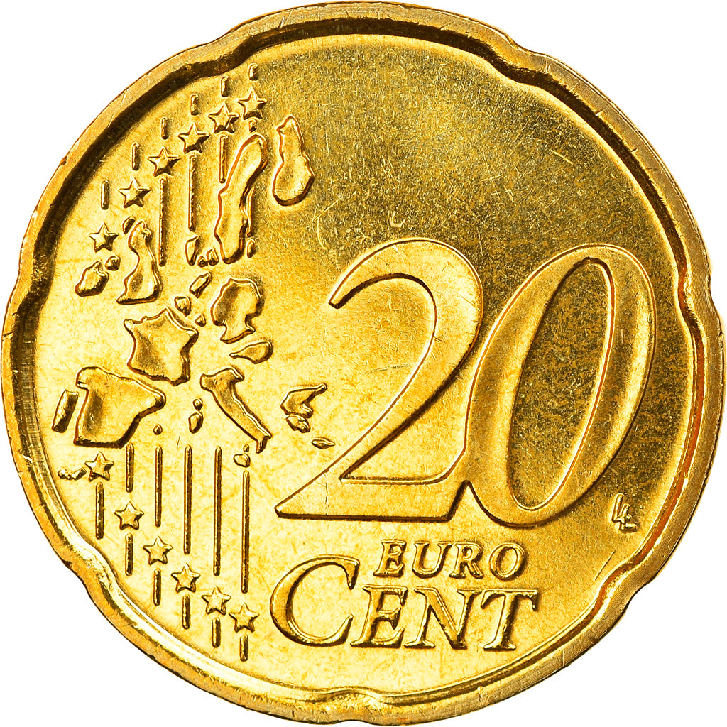 Italy, 20 Euro Cent, 2004, Rome, MS(65-70), Brass, KM:214