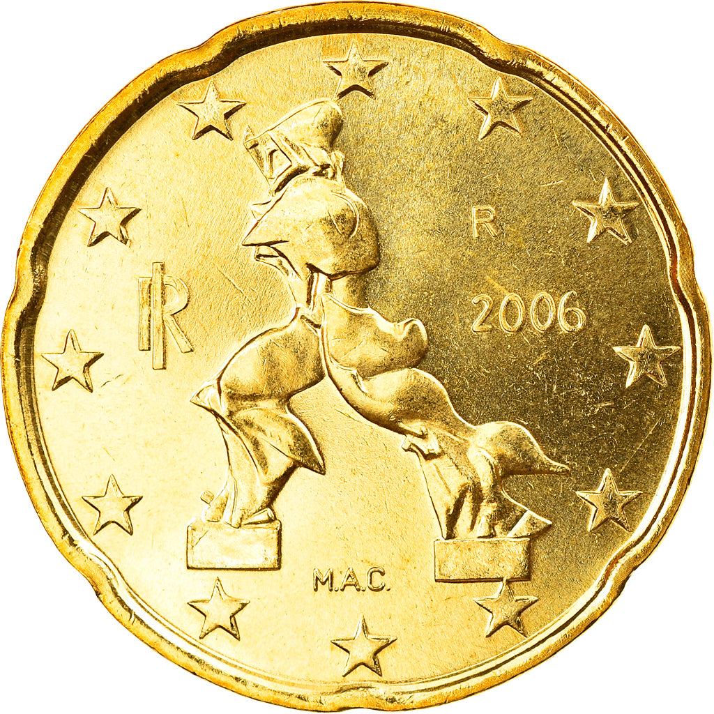 Italy, 20 Euro Cent, 2006, Rome, MS(65-70), Brass, KM:214