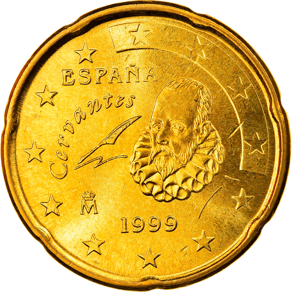 Spagna, 20 Euro Cent, 1999, Madrid, SPL, Ottone, KM:1044