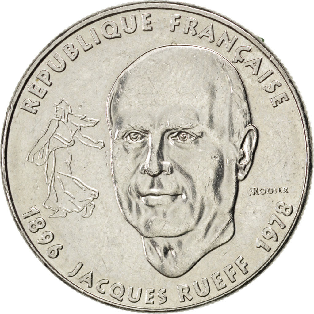 Coin, France, Jacques Rueff, Franc, 1996, AU(55-58), Nickel, KM:1160
