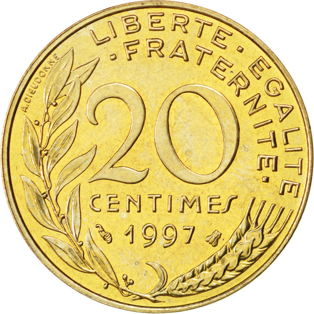 Coin, France, Marianne, 20 Centimes, 1997, MS(63), Aluminum-Bronze, KM:930
