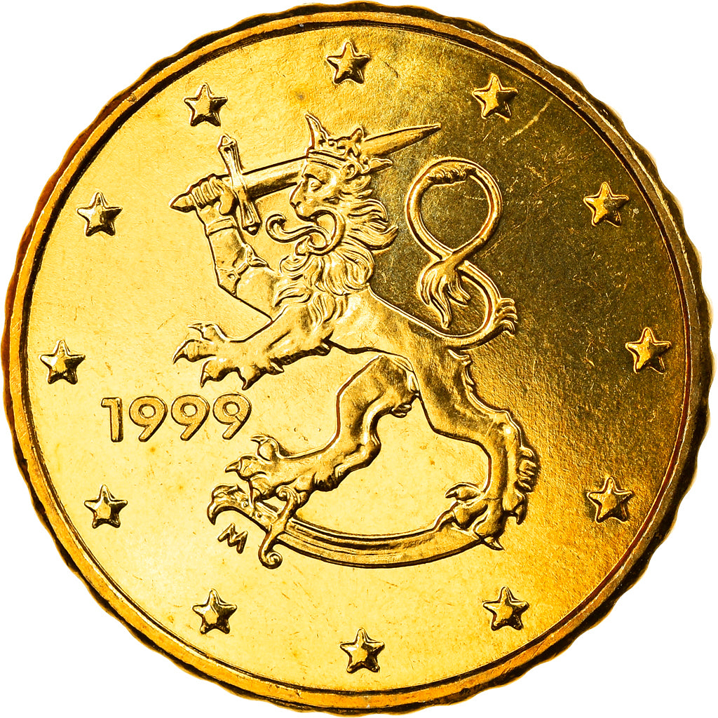 Finlandia, 10 Euro Cent, 1999, Vantaa, MS(65-70), Mosiądz, KM:101