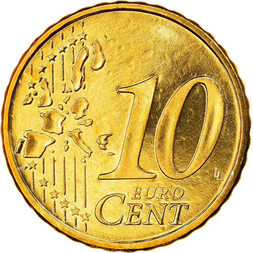 Finlandia, 10 Euro Cent, 1999, Vantaa, MS(65-70), Mosiądz, KM:101