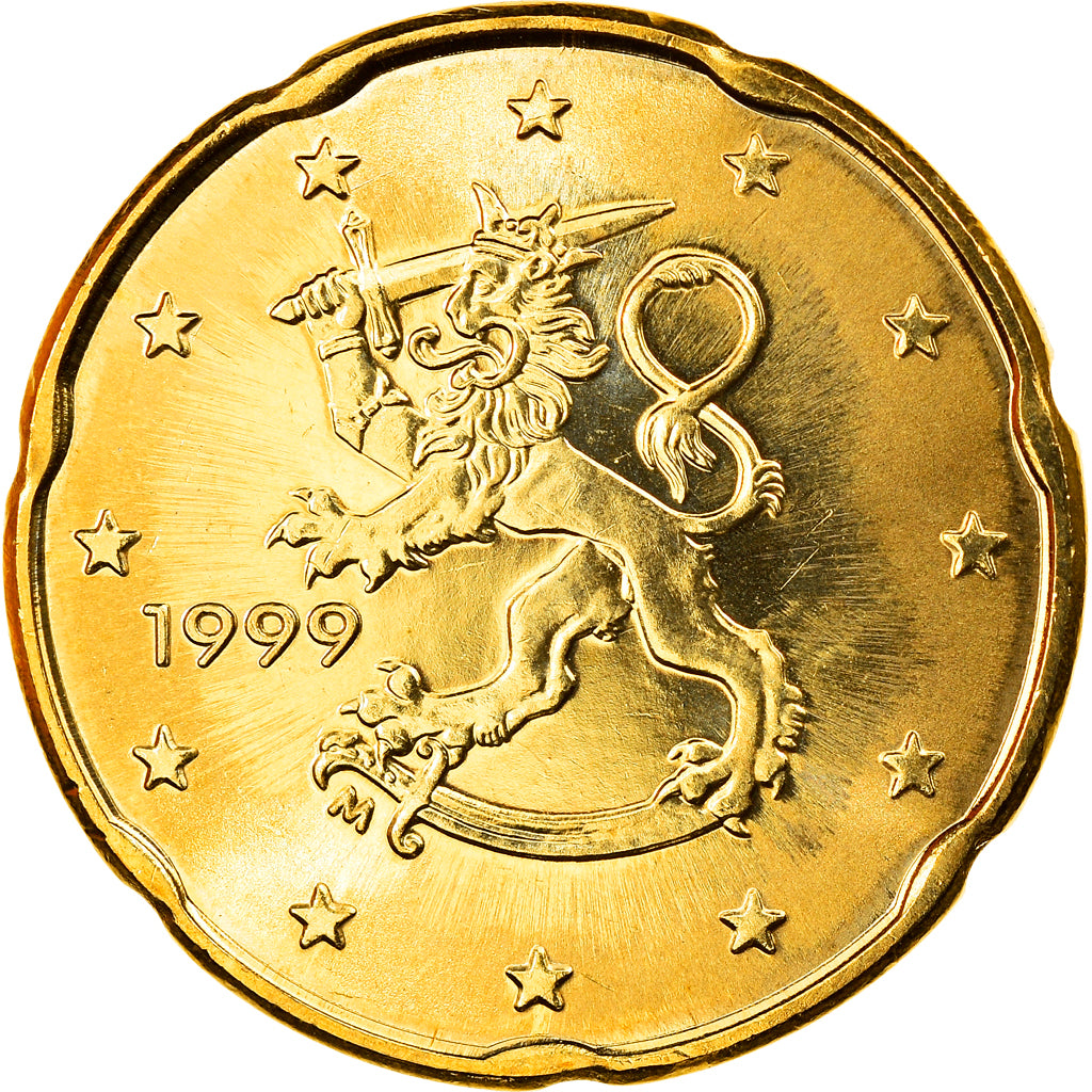 Finland, 20 Euro Cent, 1999, Vantaa, MS(65-70), Brass, KM:102
