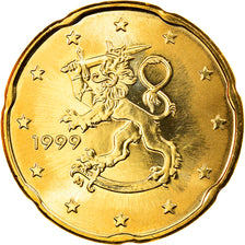 Finland, 20 Euro Cent, 1999, Vantaa, MS(65-70), Brass, KM:102