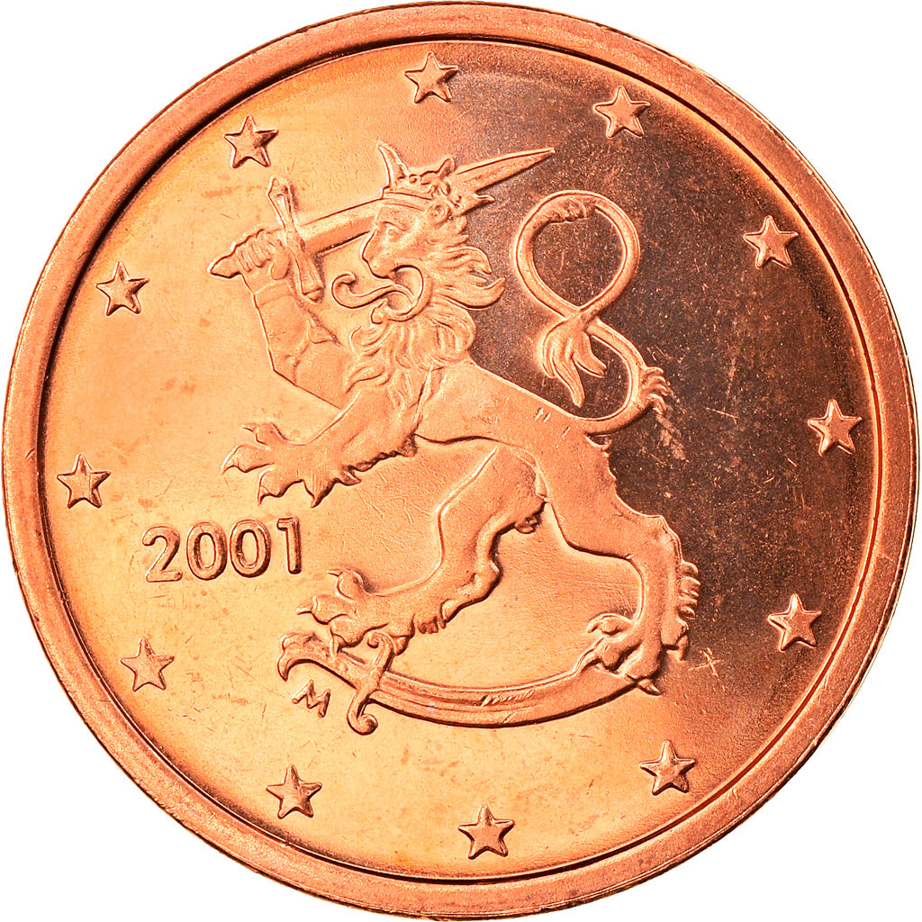 Finlandia, 2 Euro Cent, 2001, Vantaa, FDC, Acciaio placcato rame, KM:99
