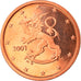 Finlandia, 2 Euro Cent, 2001, Vantaa, FDC, Acciaio placcato rame, KM:99