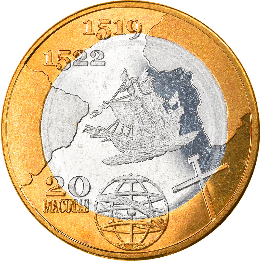 Coin, CABINDA, Ferdinand Magellan, 20 Macutas, 2019, MS(63), Bi-Metallic