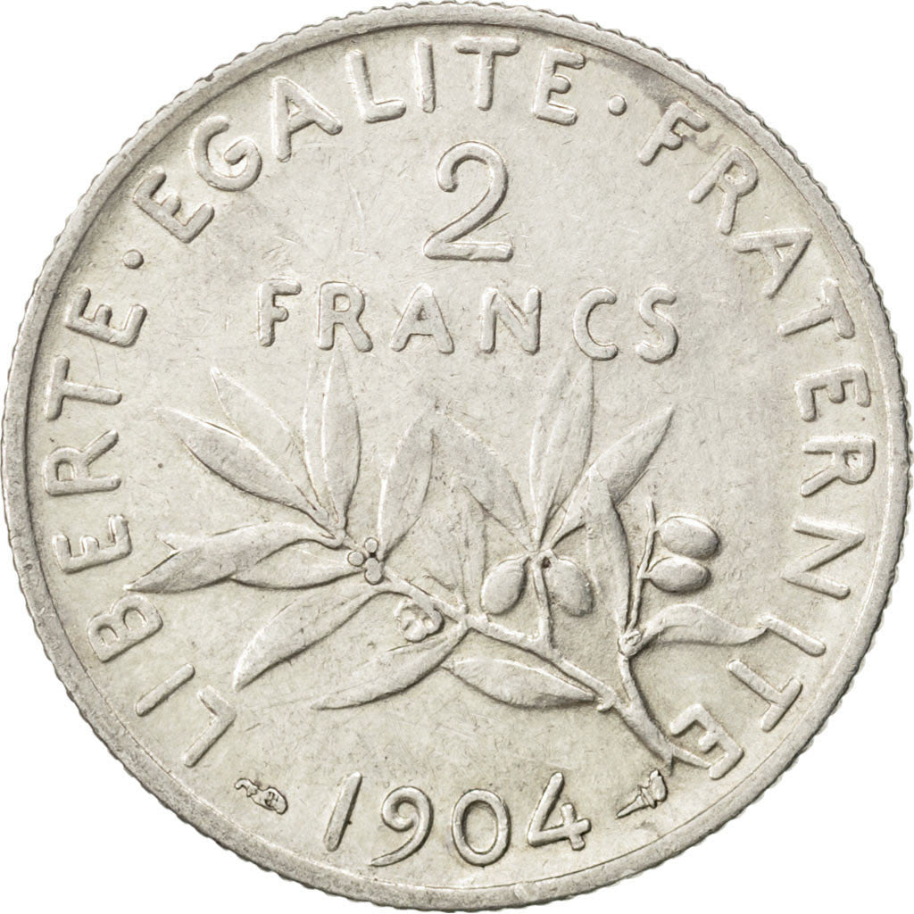 Moneta, Francia, Semeuse, 2 Francs, 1904, BB+, Argento, KM:845.1, Gadoury:532