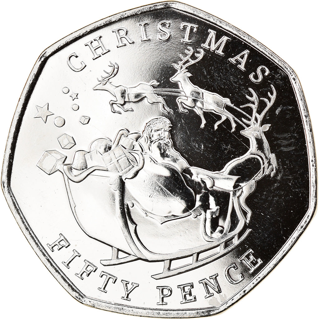 Coin, Gibraltar, Christmas, 50 Pence, 2020, MS(63), Cupro-nickel